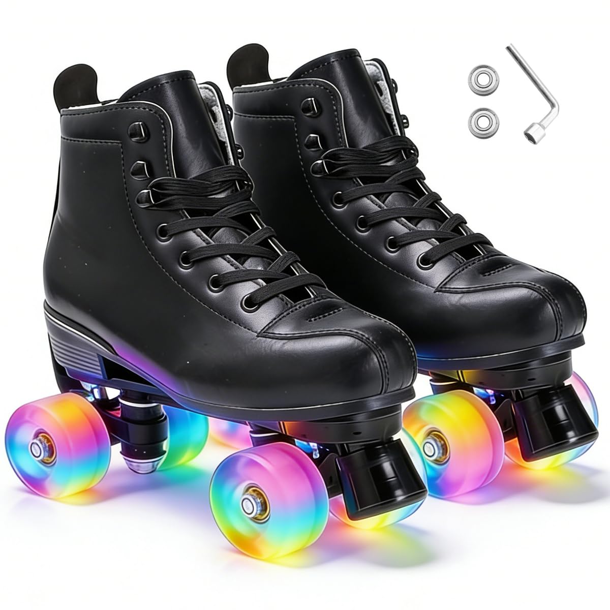 ERNAN Patins à roulettes 4 Roues,Haut Classique Patins,Rollers parallèles avec Roues Lumineuses, Roues pour Adultes, Enfants, débutants (Taille 35-43)
