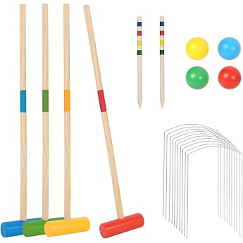 Croquet Game 2-4 Player Croquet Set Croquet Game Children Adults Wooden Toy Outdoor Family Garden Game Skill Game