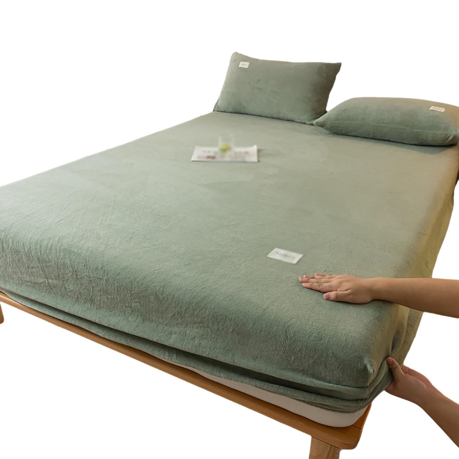 Drap-housse velours de lait anti-glisse protège-matelas 200x220 poche profonde