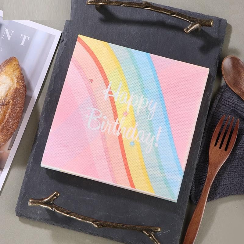 Tovaglioli di Carta Stelle Arcobaleno Tovaglioli per Decoupage Decorati Tovaglioli Bar Compleann Carta Lgienica Tovagliolo Decorazione Da Tavola Usa e getta Per Matrimoni Feste 30 Packs(33x33cm)