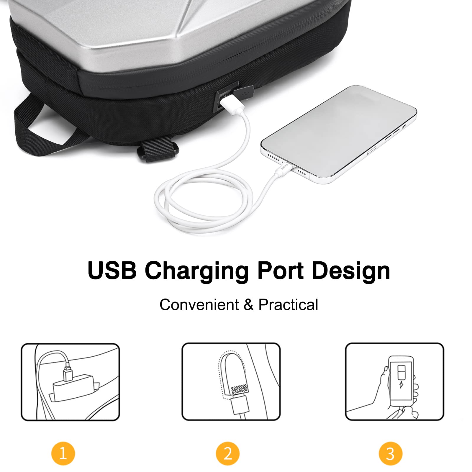 FANDARE Moda Torba na Klatkę Piersiową, Torba na Ramię z USB Męska do Podróży, Pieszych Wycieczek, Jazdy na Rowerze, Joggingu - Wodoodporna EVA Daypacks