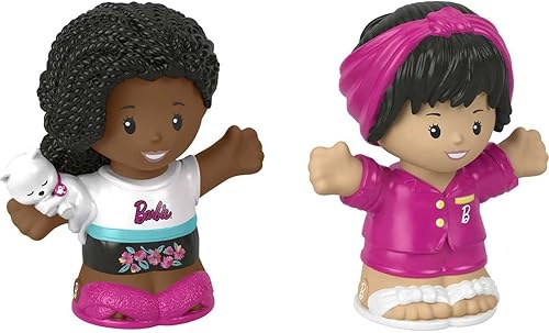 Fisher-Price Little People - Juego de figuras de Barbie para fiestas de pijamas con 2 personajes para preescolar, juego de simulación para niños a