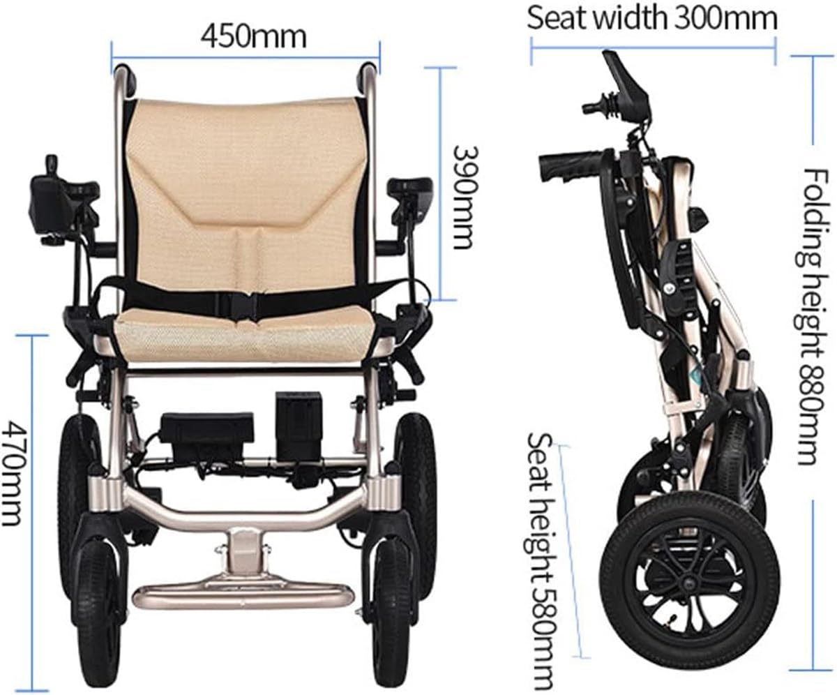 DaoGeSir Sedie A Rotelle Elettriche Pieghevoli per Adulti Anziani Ortopedica Transit Chair di Viaggio Resistente Semoventi Sedia A Rotelle con Braccioli Ribaltabili E Cintura di Sicurezza