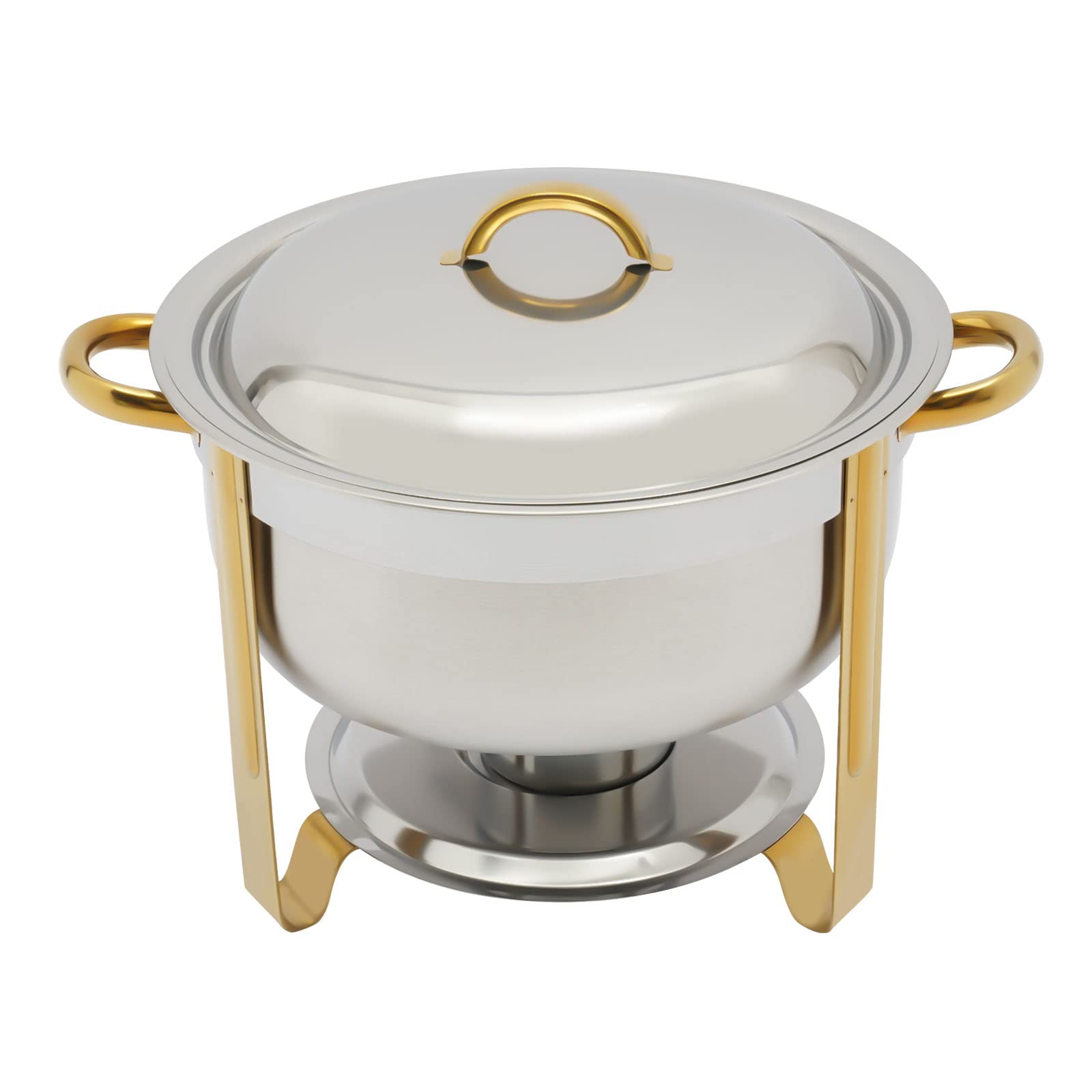 Chafing Dish - Contenitore rotondo in acciaio inox, 32 cm, pieghevole, per buffet catering gastro e feste (oro)