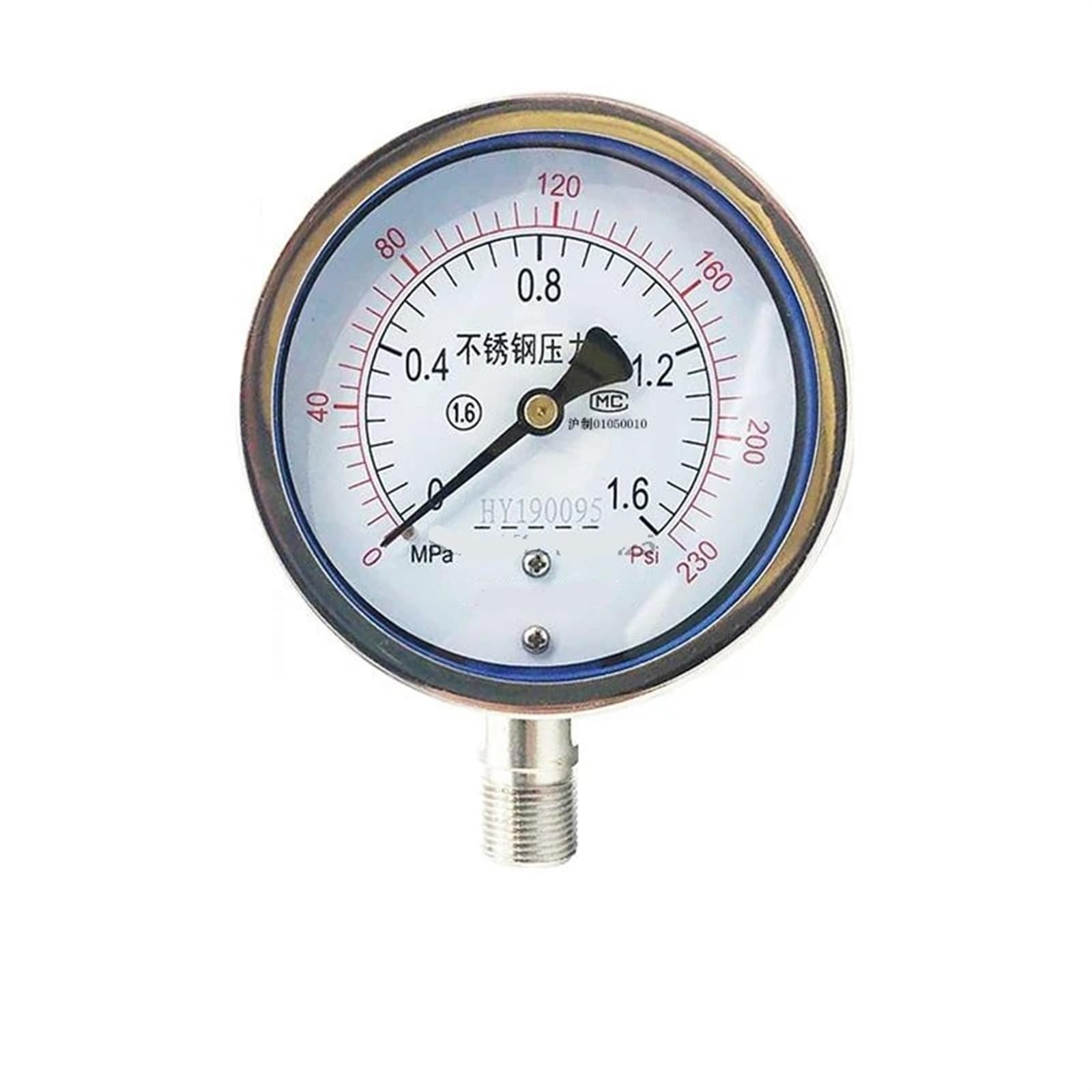 Druckmessgerät aus Edelstahl Y100BF M14 * 1,5, hohe Temperaturbeständigkeit für Ammoniak (0–25 MPa)