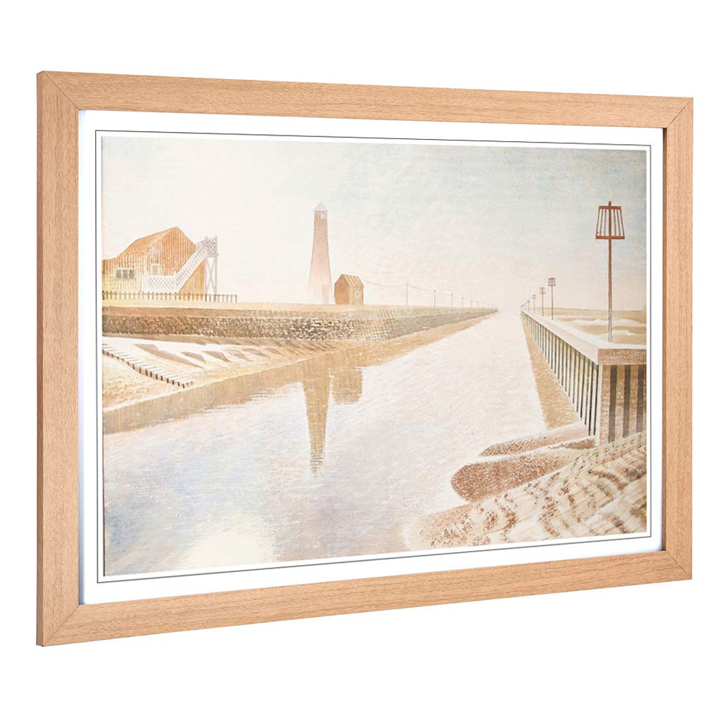 Big Box Art Framed Print of Eric Ravilious Rye Harbour Design | Wall Art Picture | Home Decor for Kitchen, Living, Dining Room, Bedroom, Hallway, Office, Oak, A2 / 24.5x18 Inch / 62x45cm