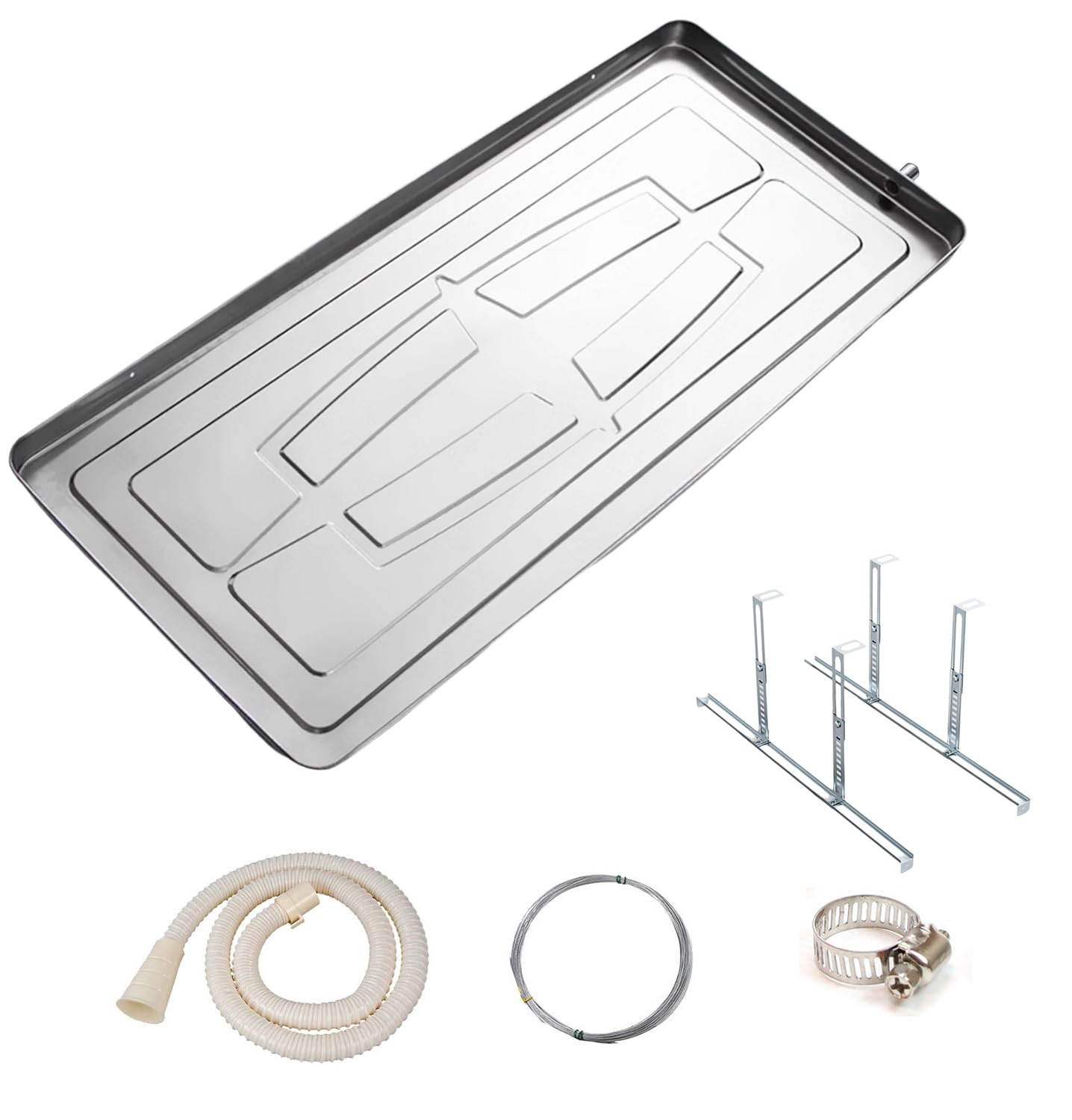 Bandeja de Goteo para Aire Acondicionado, Bandeja de Drenaje de Condensado, Bandeja de Goteo del Colector de Agua HVAC con Tubo de Drenaje y Kit de Instalación(100 * 47.5 * 3.8cm)