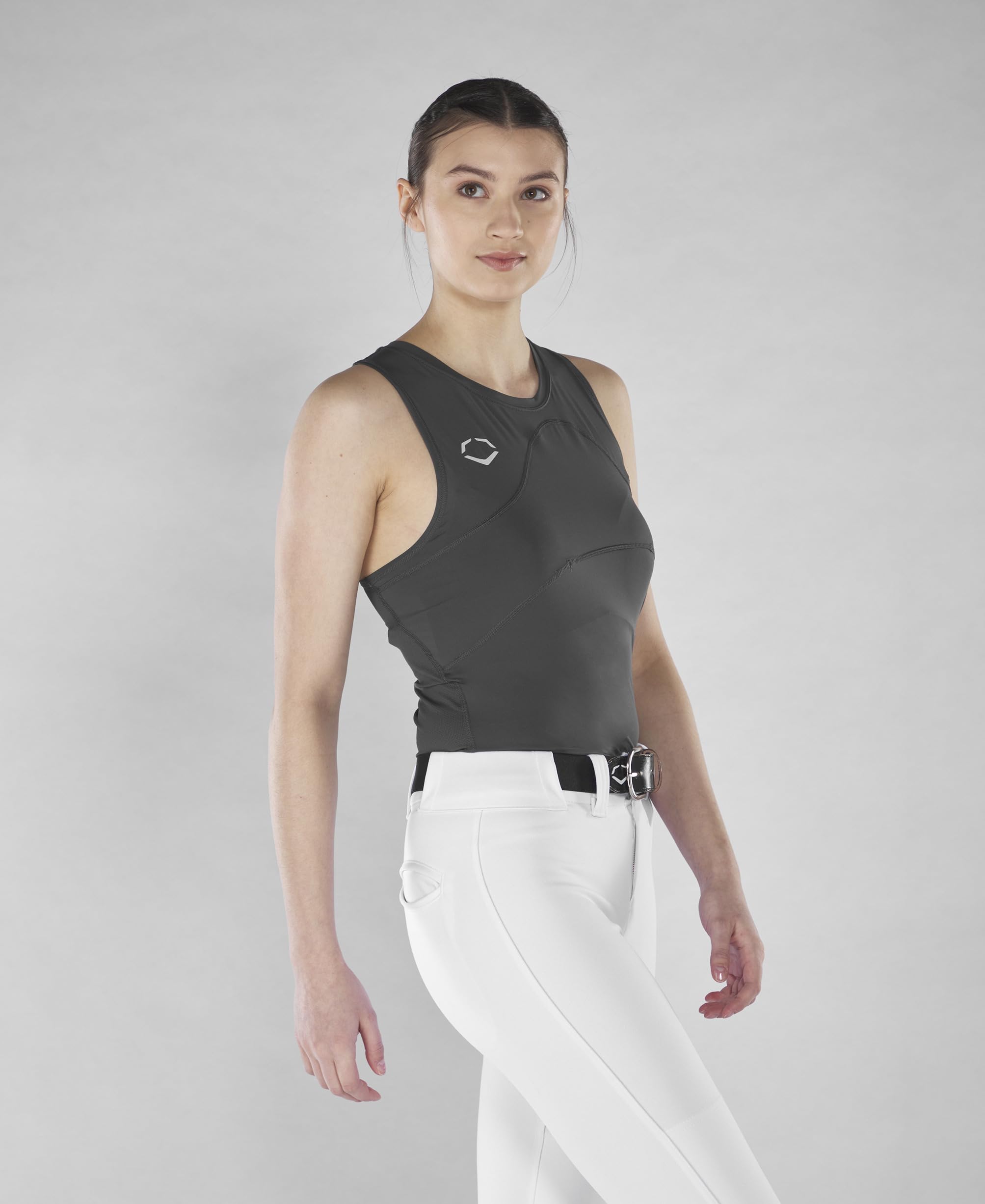 EvoShield Women's Racerback Chest Guard Sleeveless Shirt - Grey, Medium