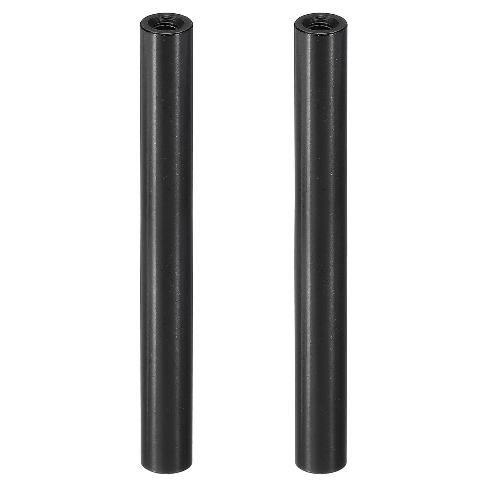 PATIKIL 2pcs M3 Metal Threaded Standoff Spacer Nuts, Round Aluminum Spacers Female Coupling Screws, 1/8" ID x 1/4" OD, Black 3x6x55mm