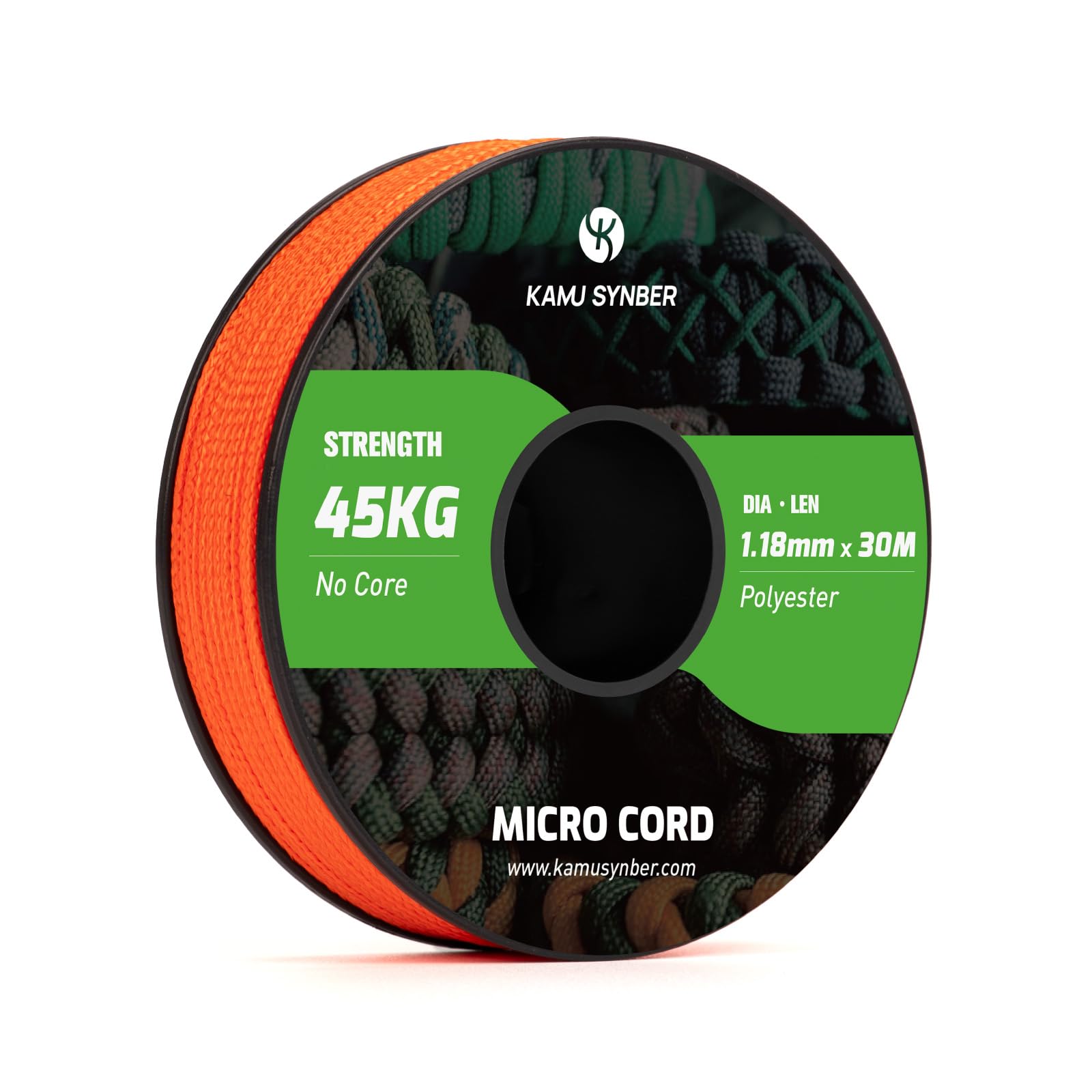 Kamu Synber Micro Cord 1.18mm Paracord Braided Rope 30m Spool for Bracelet, Crafting, Jewelry Making, Key Chains | Support 45kg | Orange