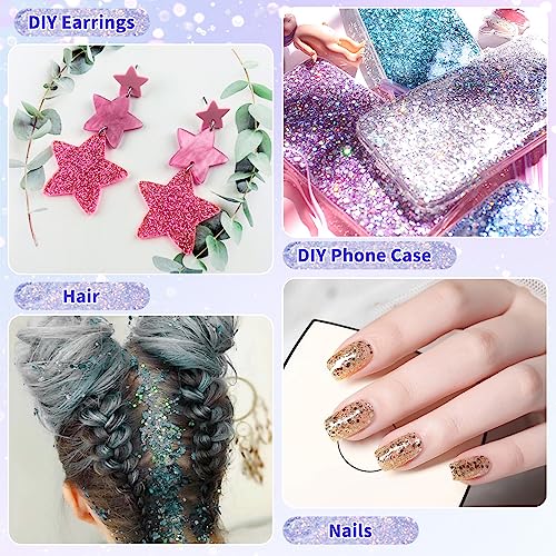 Body Glitter Gel, 4 Stück Glitzer Haare Festival Glitzer Gesicht Mermaid Sequins Körperglitzer Chunky Face Body Glitzer Gesichtsglitzer Glitzer Schminke Glitter Makeup Glitzer Körper für Party