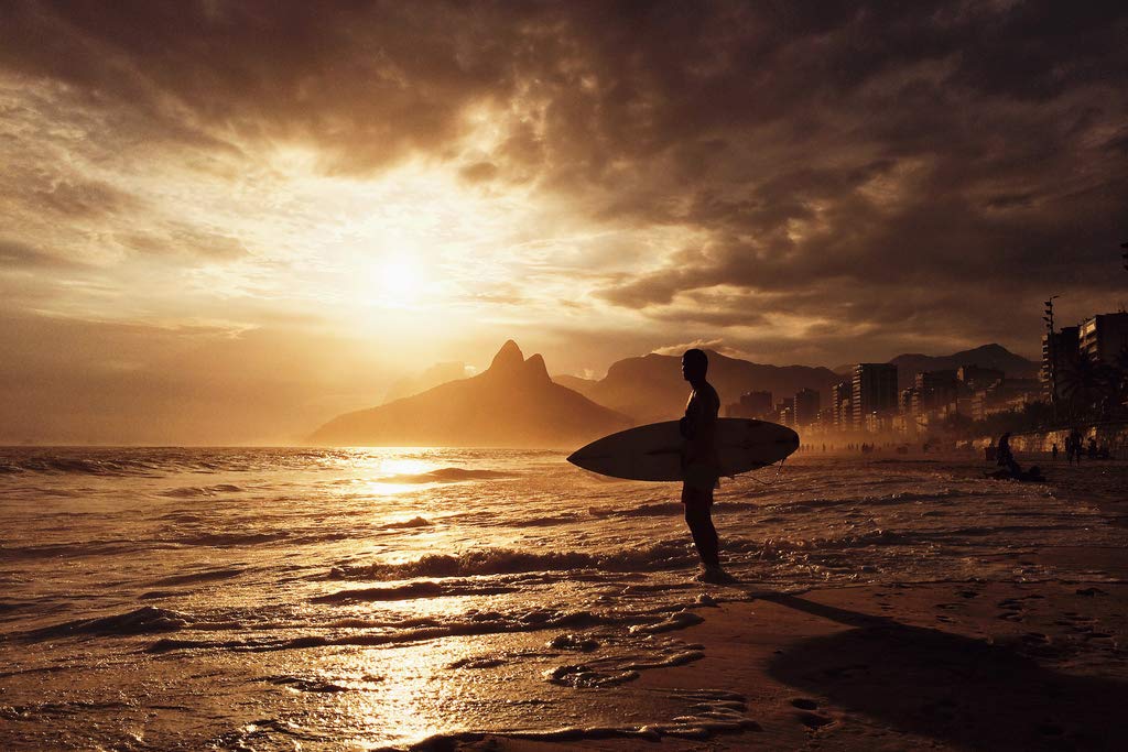 Amazon.com: Surfing Poster Brazil Rio Sunset Surf Travel Beach