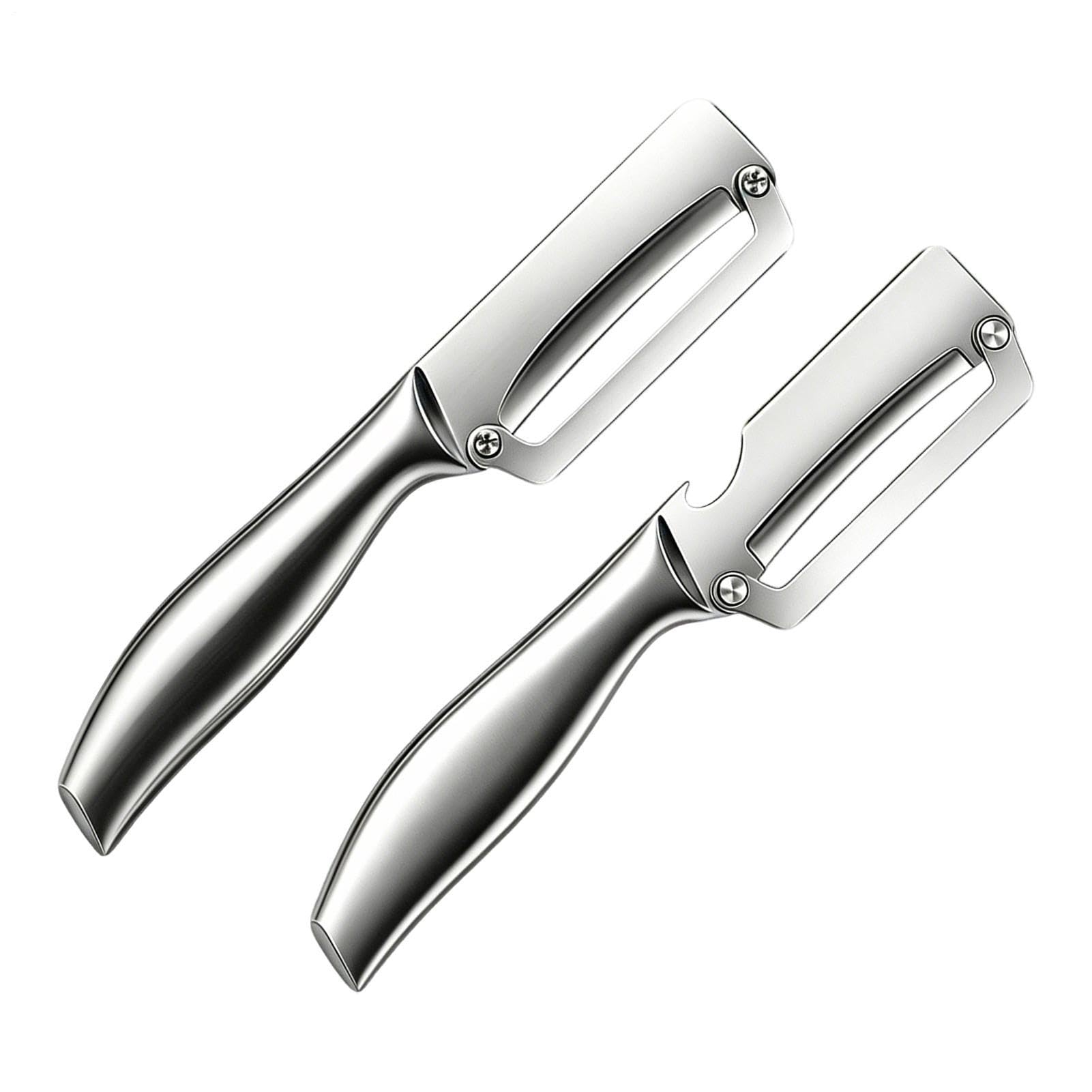 Pelador de acero inoxidable con abrebotellas integrado para cocina y preparación de comidas