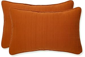 Pillow Perfect Monti Chino Lumbar Pillow, Fade and Weather Resistant, Burnt Orange