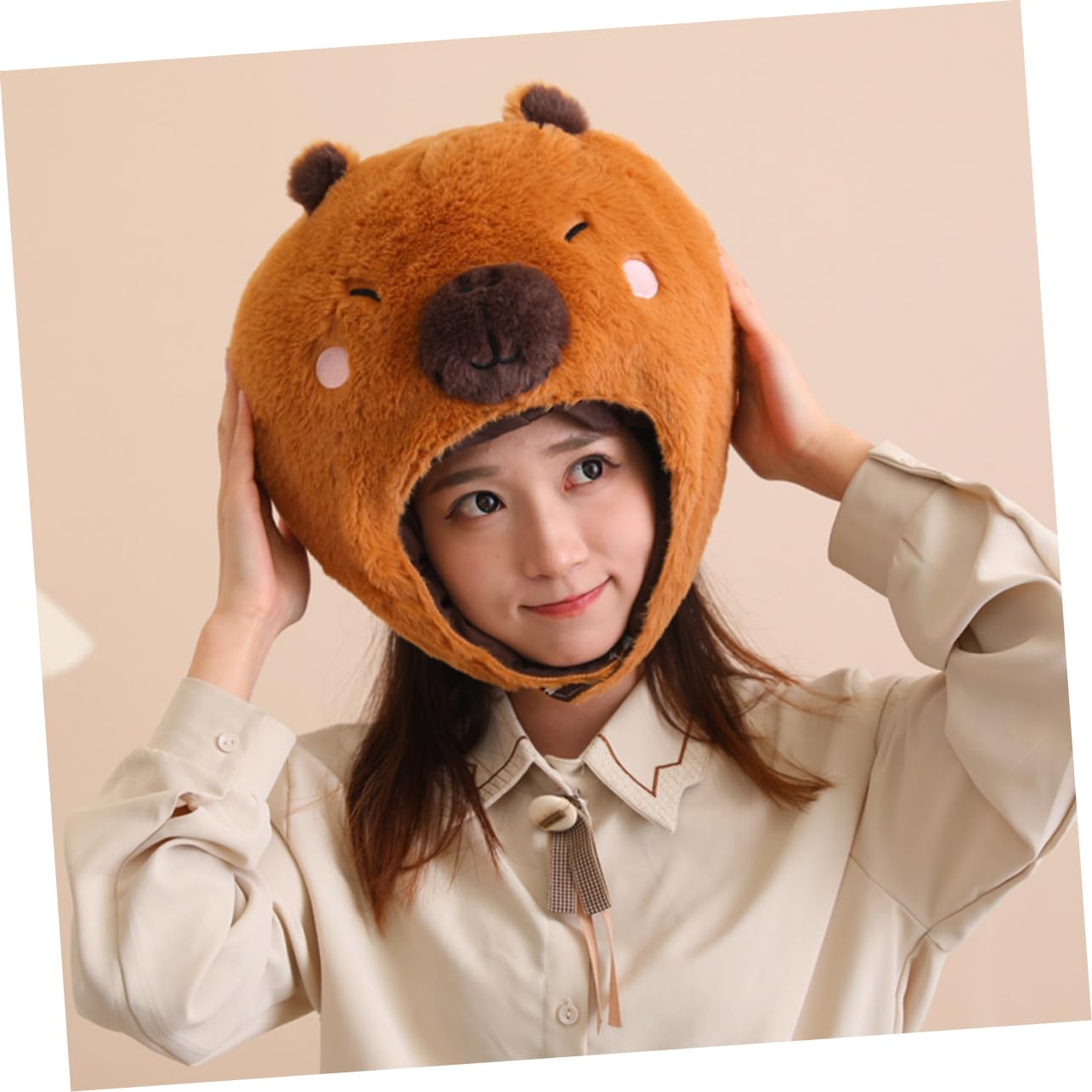 Zerodeko Sombrero De Capibara Divertido Para Fiestas Disfraces y Espectáculos Sombrero De Peluche Forma De Capibara Accesorio Para Fotos y Eventos