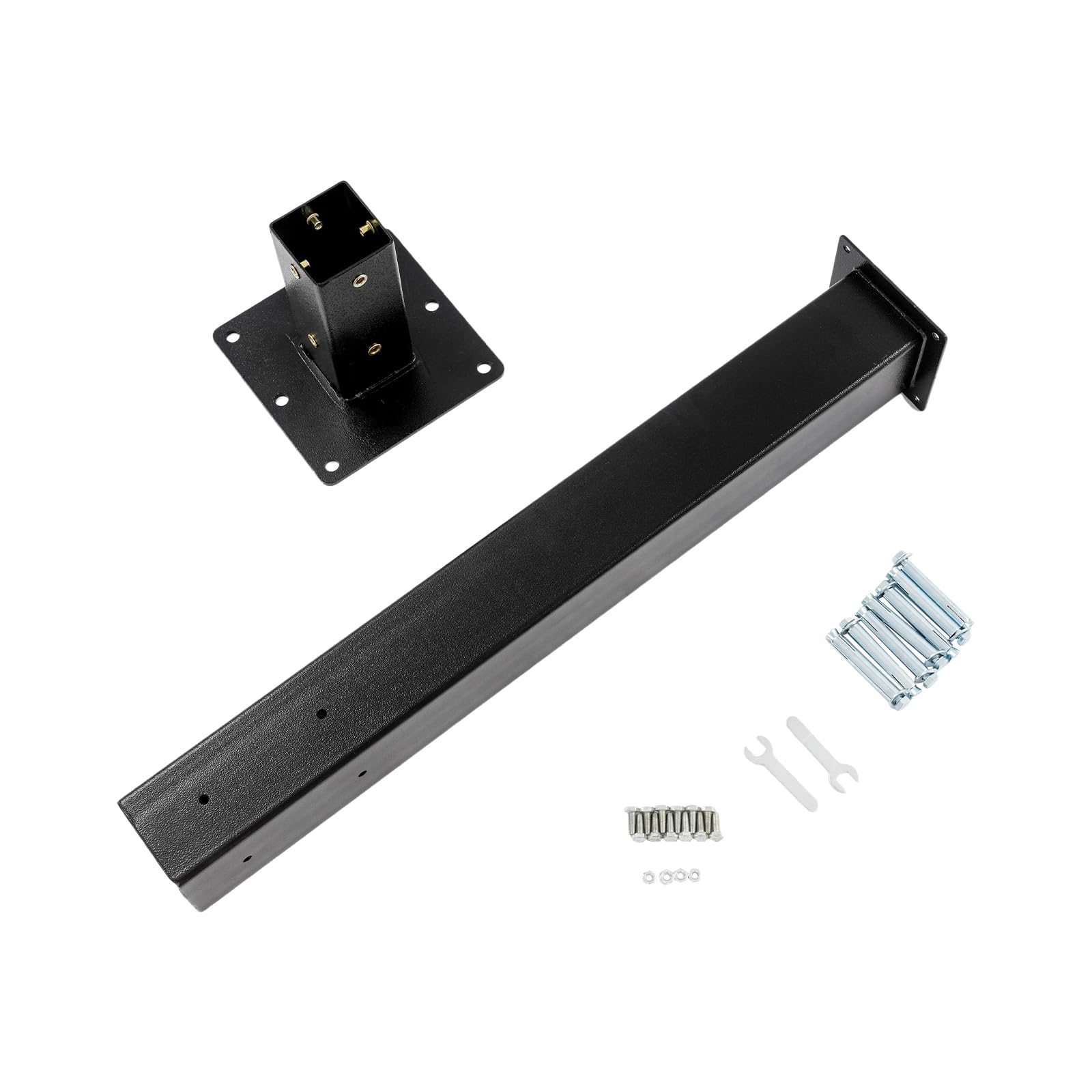 Hauteur : 68,58 cm - Support de boîte aux lettres sur pied - En acier au carbone - Avec grande plaque de base et trous pré-montés pour l'extérieur (8,13 x 8,13 cm, jusqu'à 40 kg)