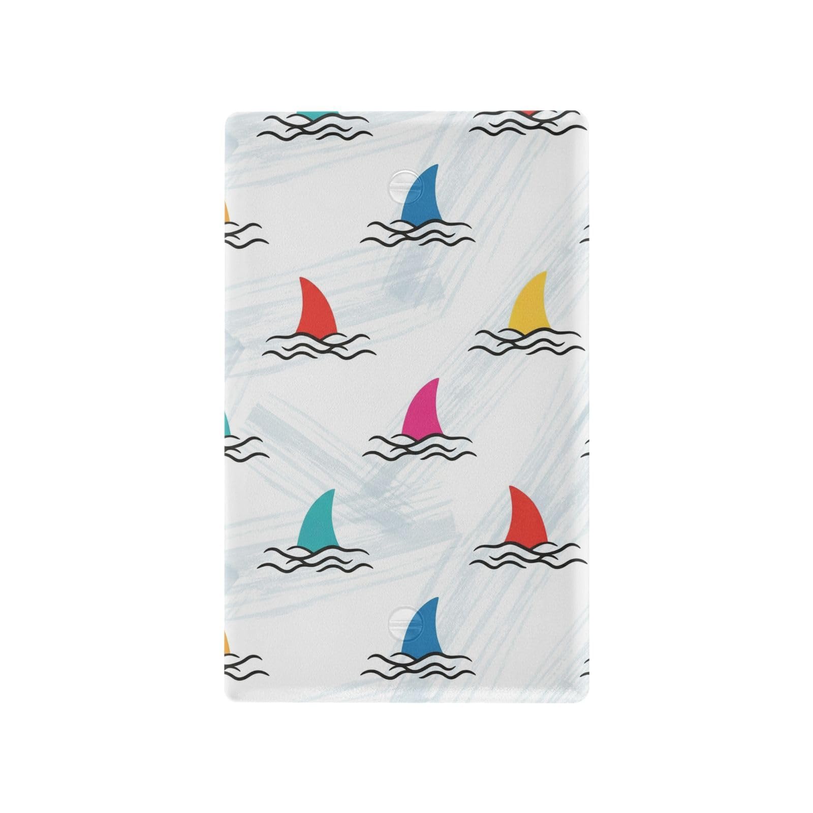 Ocean Shark Waves Light Switch Cover Decorative Receptacle Outlet Wall Plate Guard Plastic Outlet Covers for Living Room Home Decor Kitchen （Unused Outlet Cover）