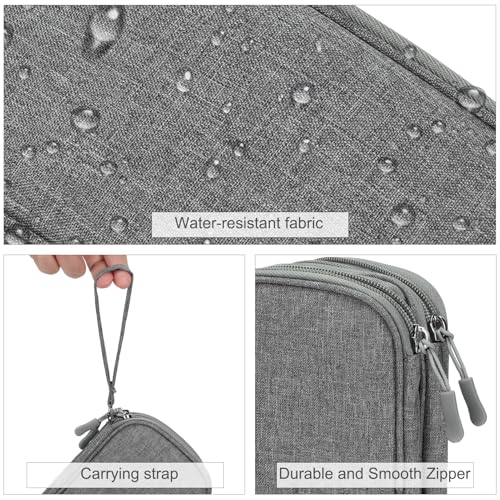 Image of FYY Travel Cable Organizer Pouch Electronic Accessories Carry Case Portable Waterproof Double Layers All-in-One Storage Bag for Cord, Charger, Phone, Earphone Dark Grey