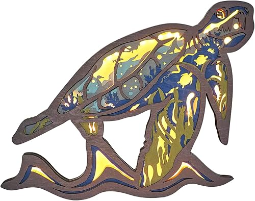 Miniatura 6 de Luz nocturna LED de animales de madera 3D, decoración artística para colgar en la pared del hogar, lámpara tallada en madera, decoración moderna