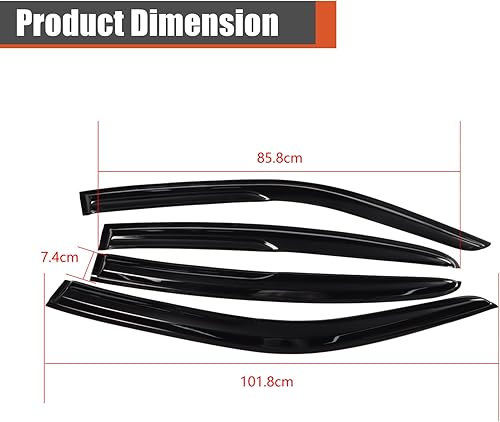 Miniatura 2 de labwork Viseras de ventana de protección solar y lluvia, deflector de ventilación de viento, acrílico negro, repuesto para SRT 2011 2012 2013 2014
