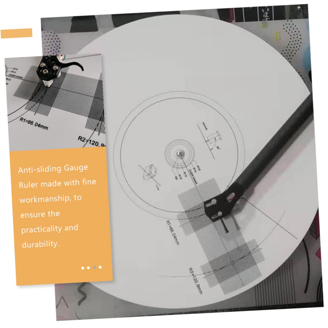 Calibro Allineamento Testina per Giradischi 3mm in Acrilico Bianco | Regolazione Angolo, Funzione Antiscivolo, per Vinile e Testine, Idea Regalo per Inaugurazione