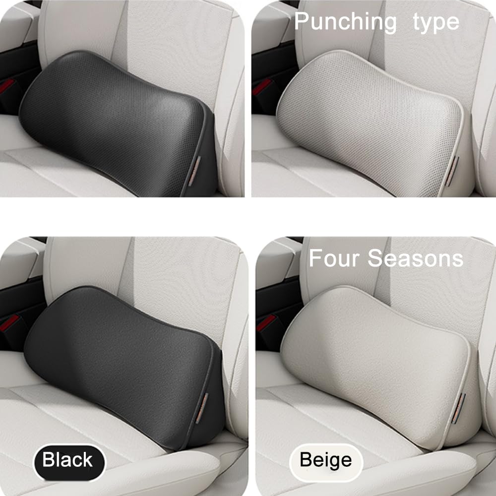 Coussin Lombaire Voiture pour Mobilize Duo 2025 Respirant Oreiller de Soutien Lombaire Mousse à Mémoire de Forme Coussin Dos Voiture,Four Seasons Model-Black