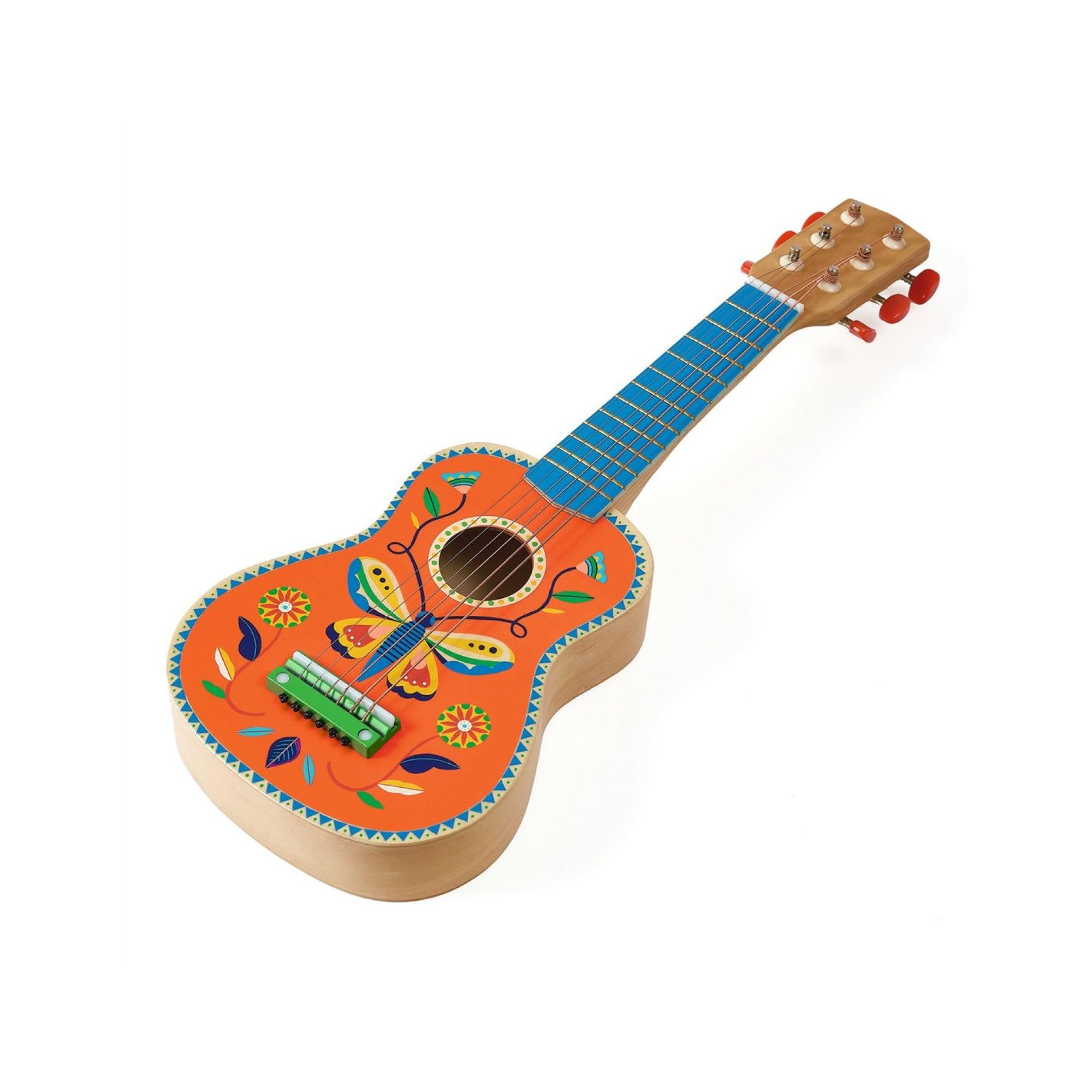Djeco Chitarra giocattolo 6 corde metalliche piccole FSC 100% musica