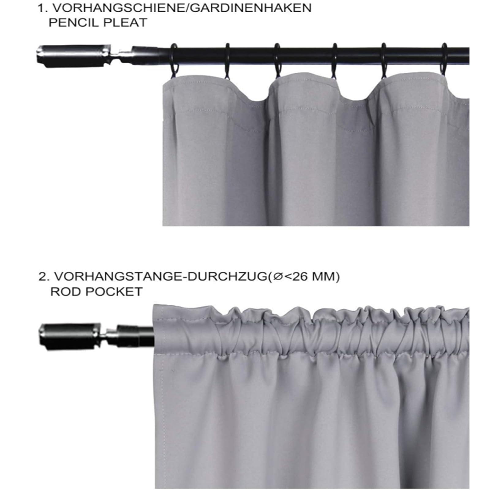 WOLTU 2er Set Gardinen, Verdunklungsvorhänge für Wohnzimmer Kinderzimmer, Blickdicht, Kräusebänder für Schiene, 250 g/m², kälteschutz lichtundurchlässig, 135 x 245 cm, Creme