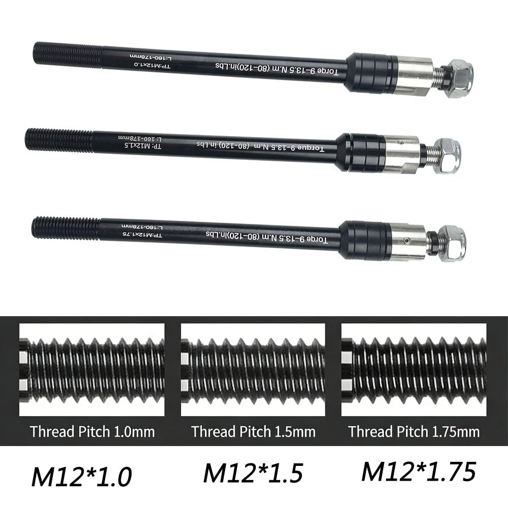Adattatore per asse a innesto M12 x 1,0 mm, 160 – 178 mm, lunghezza regolabile asse per bicicletta, adattatore per asse per rimorchio bicicletta, compatibile con la maggior parte delle MTB