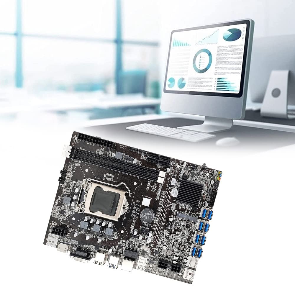Scheda madre B75 BTC Mining + SATA + CPU G530 + 6 pin a doppio 8 pin+ventola di raffreddamento RGB LGA1155 8XPCIE USB DDR3