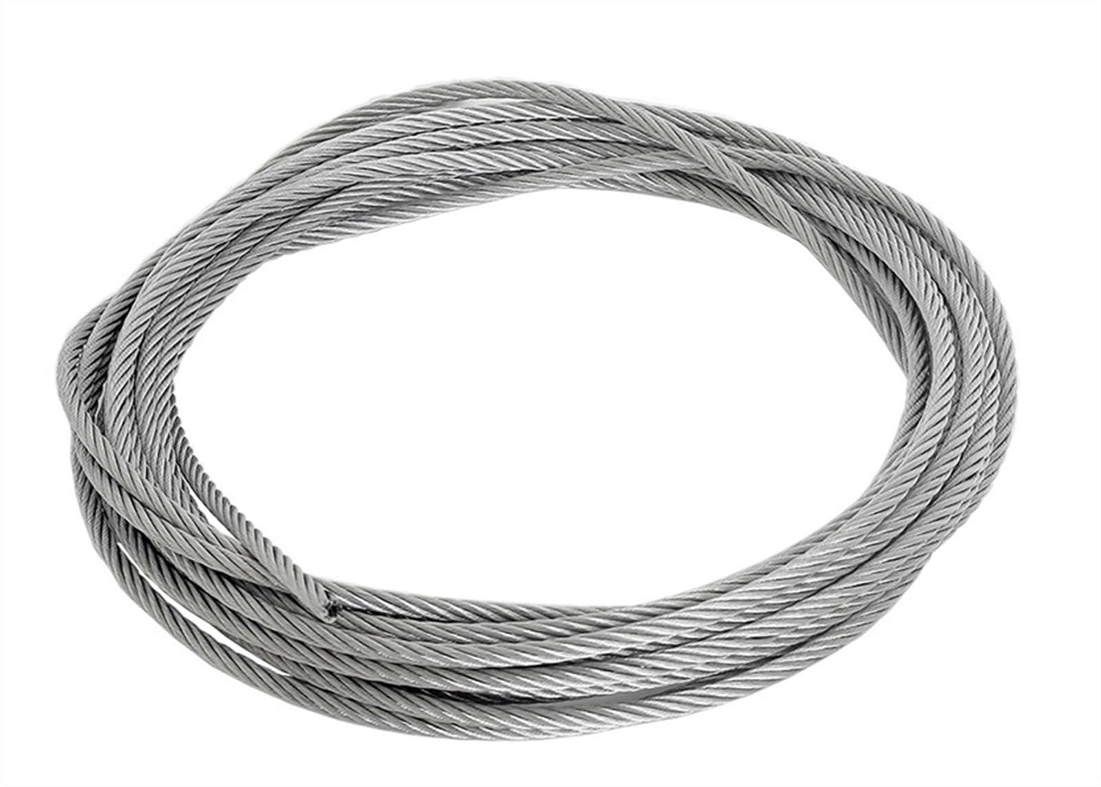 Fune Metallica 1,5-5mm 1kg, 10-110m, 7x7 o 7x19 304 cavo in acciaio inox corda per pesca più morbida cavo cavo stendibiancheria sollevamento fili di acciaio Cavo Acciaio (Size : 2MM 7X19)
