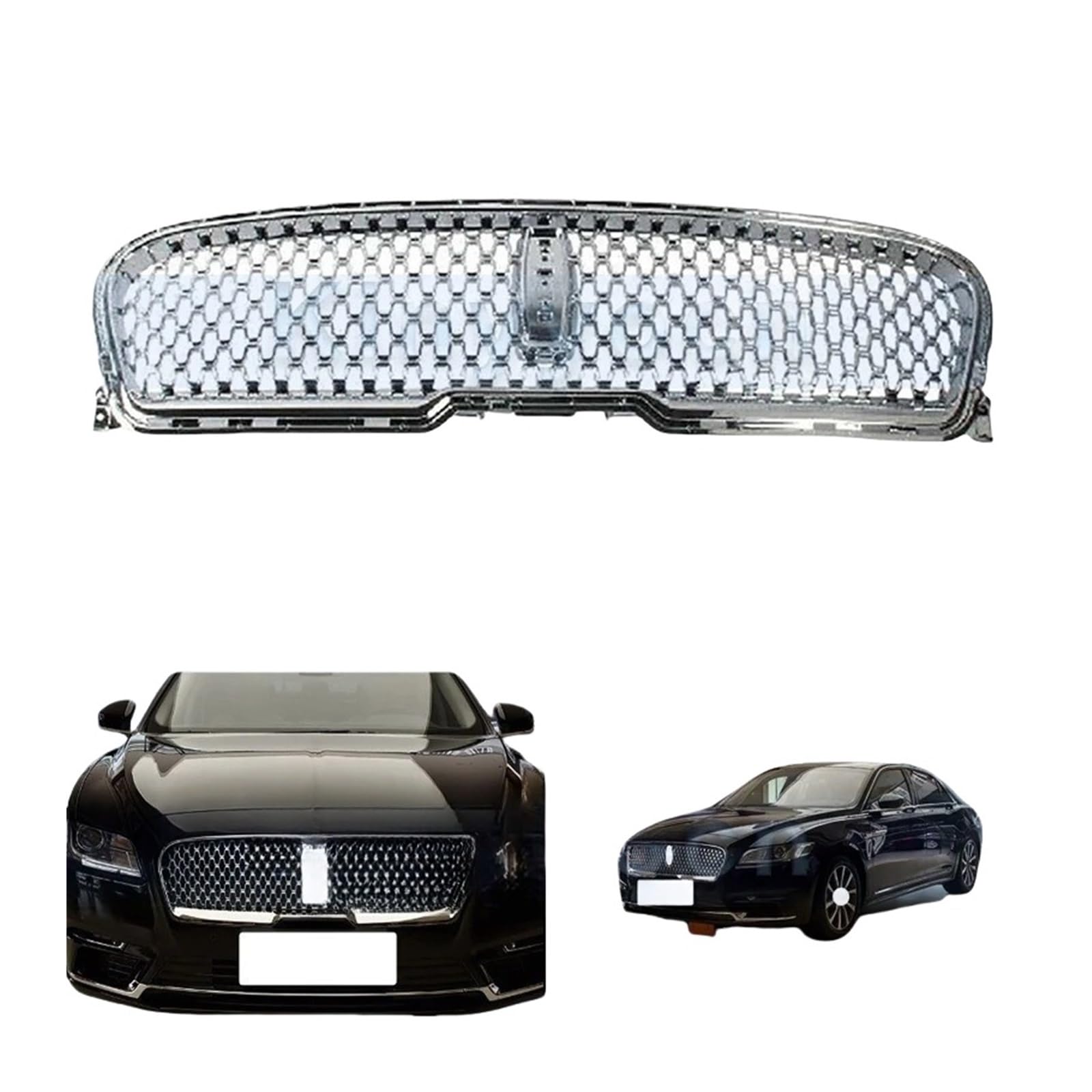 Front Bumper Grille Radiator Mesh Grills Compatible for Lincoln Continental 2017 Car Grille Front Bumper Mesh Grill Car Accessories(Without Camera Hole)