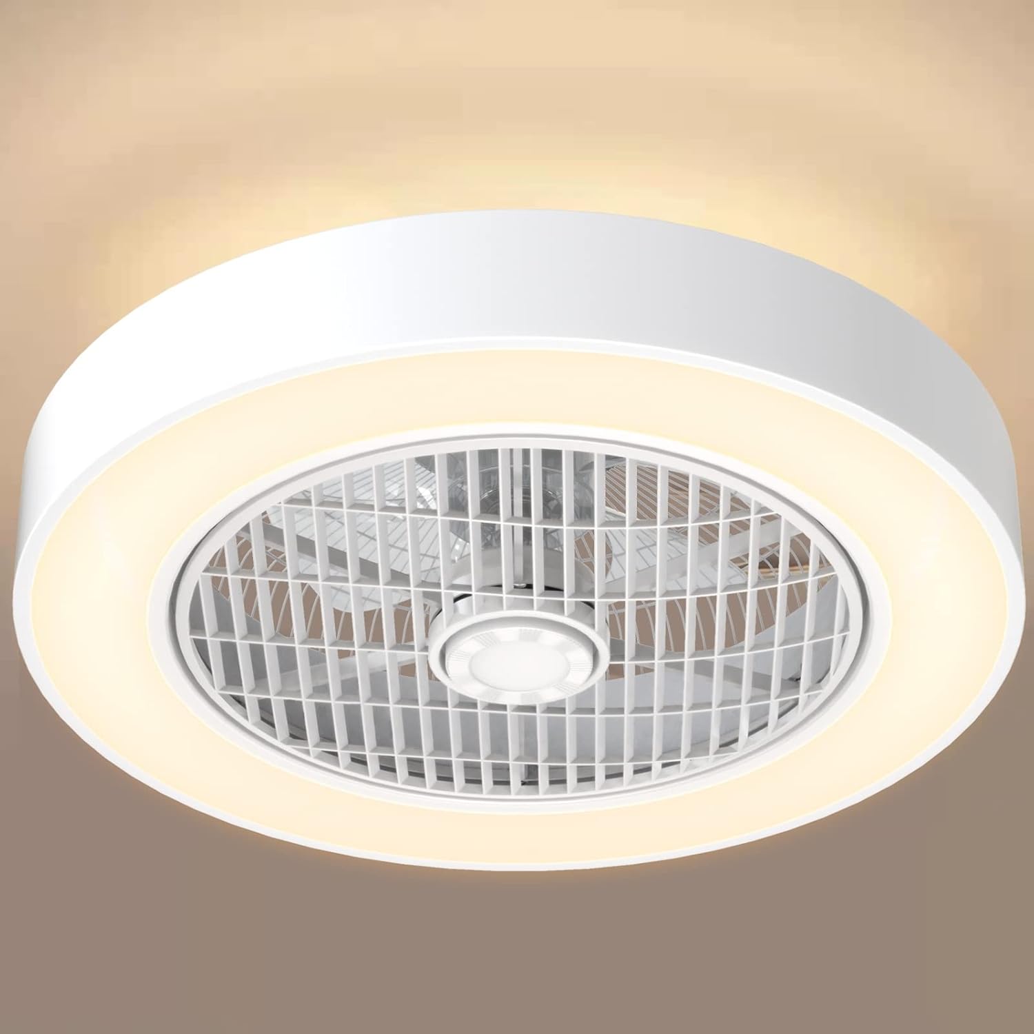 Enclosed Ceiling Fan With Light Flush Mount - tjo5wno