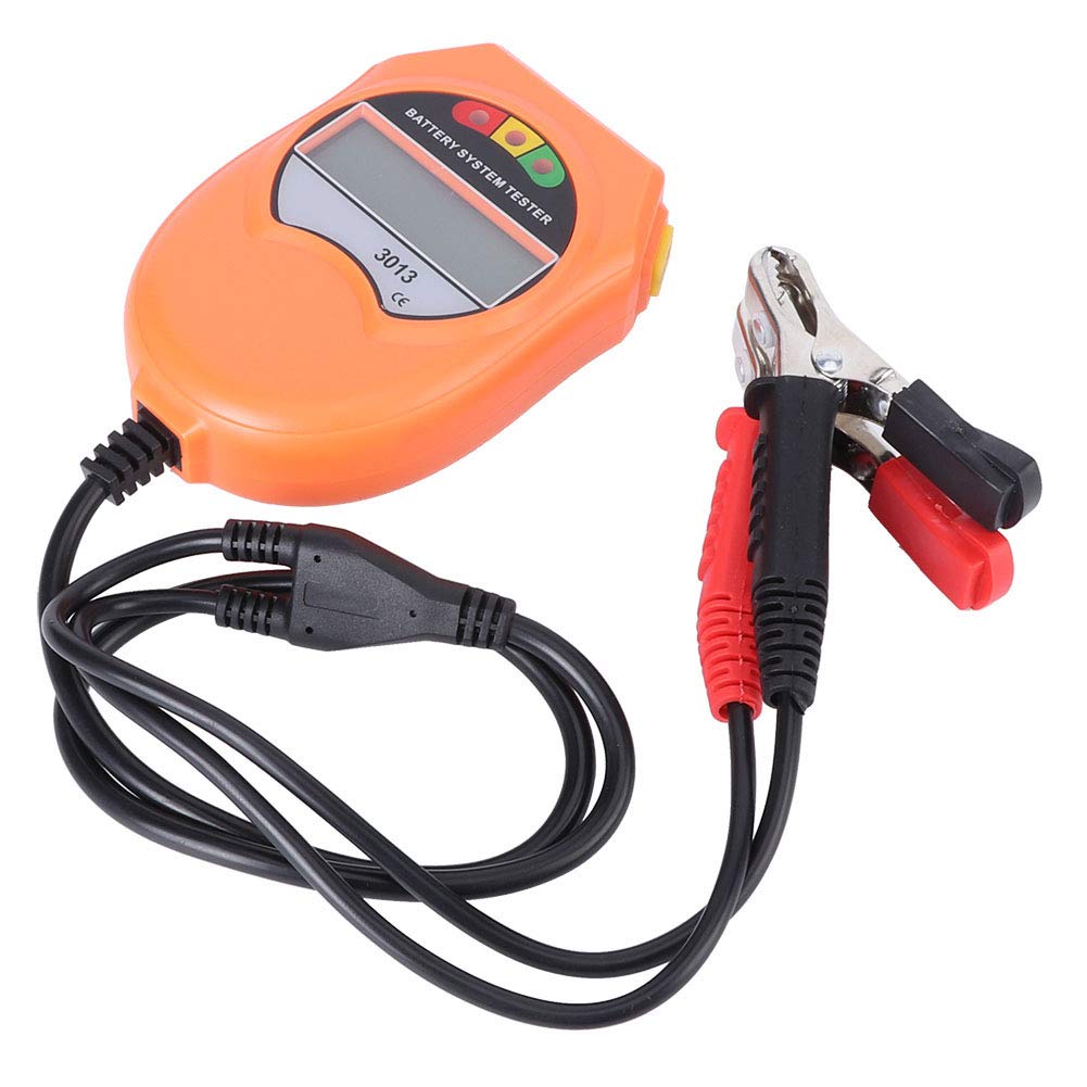 Hyuduo Tester Systemu Akumulatorowego Wyświetlacz z Podświetleniem LCD Tester Akumulatora Samochodowego do ładowania Pojazdów Kwasowo-ołowiowych 12 V, Sprawdza Akumulator i System ładowania dla