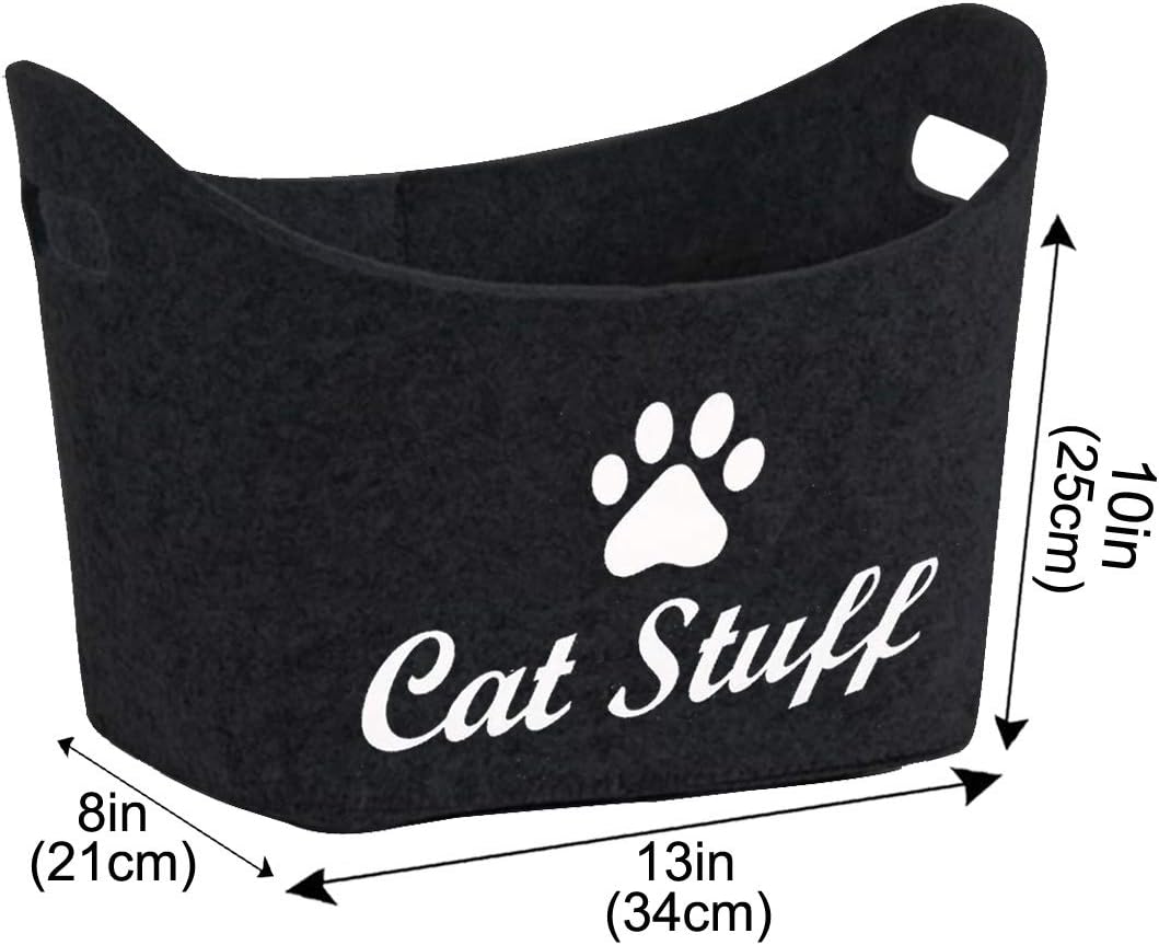 Dog Toy Box Storage Cat Toy Bin Baskets with Wooden Handle for Dog