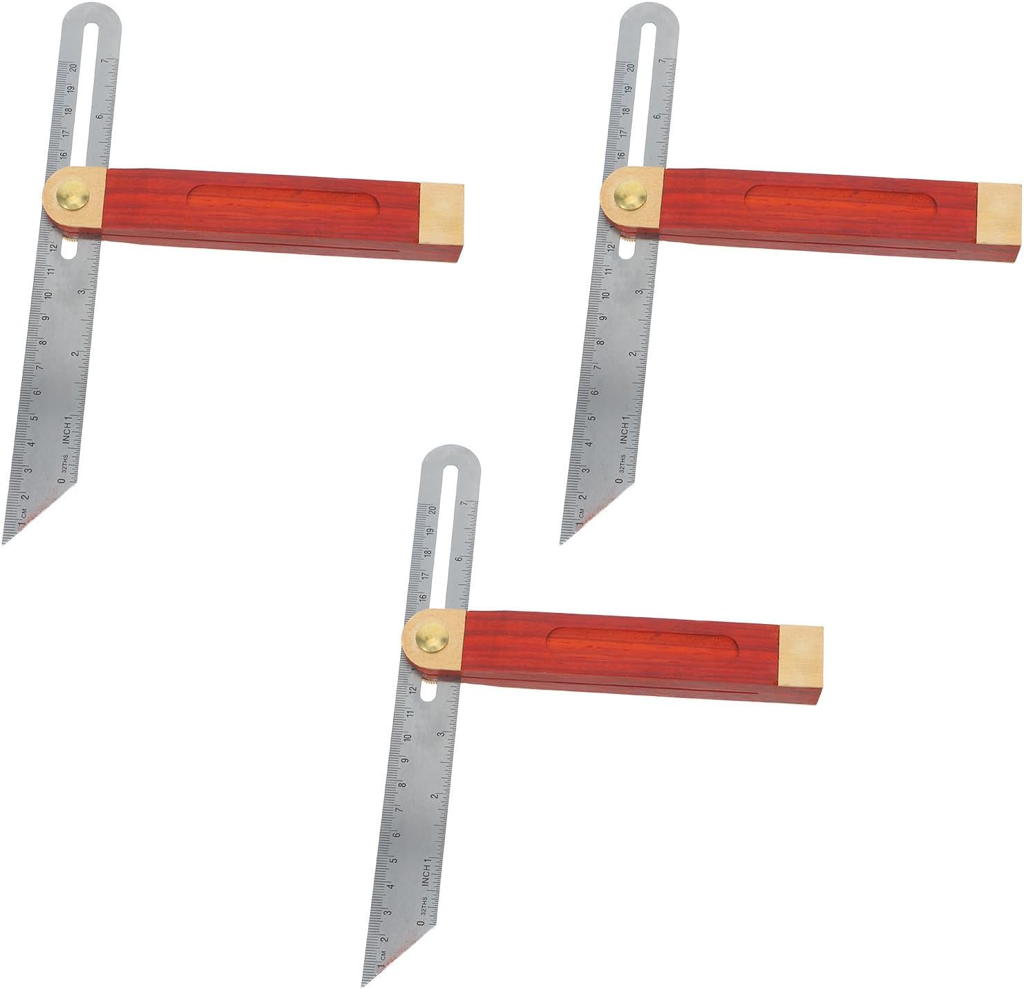 Adjustable Angle Finder Protractor and Nonslip Grip 3pcs with Stainless Steel Sliding Ruler and Wooden Handle 360 Degree Angle Gauge and Thermal Stability for Ceiling Positioning