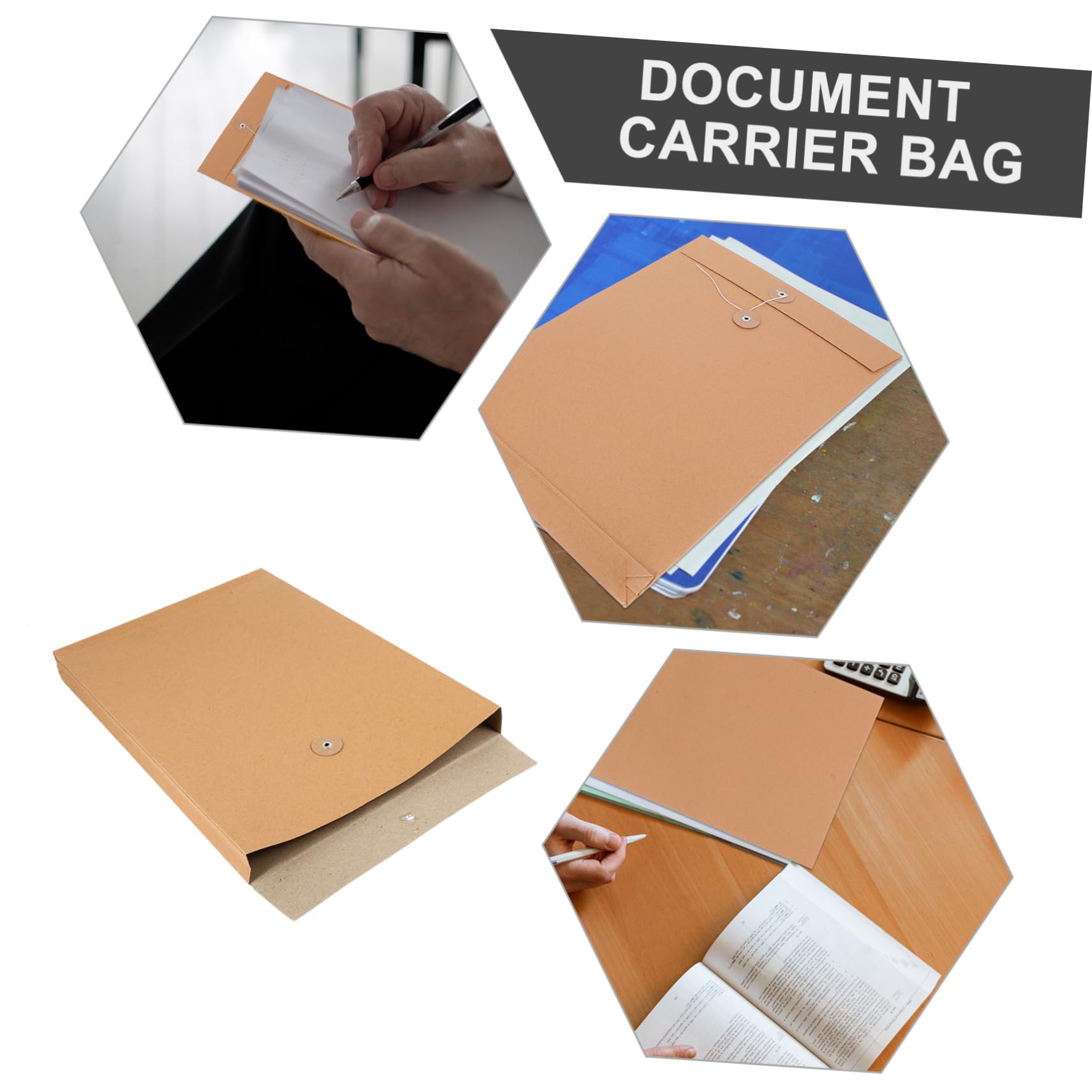 Gatuida Paquet Porte-documents pour Organiser Documents et Stylos 25pcs en Papier Kraft Grosse Capacité Matériau Solide, pour Usage Quotidien et Occasions Commerciales