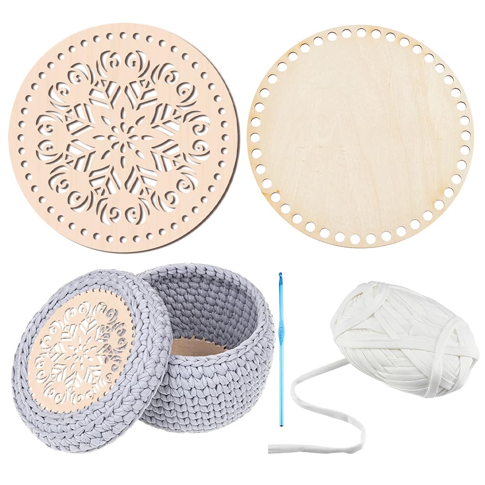 9 Fondi In Legno Per Cestini All'Uncinetto | Base Rotonda E Quadrata Per Tessitura - PH PandaHall - Foto 7