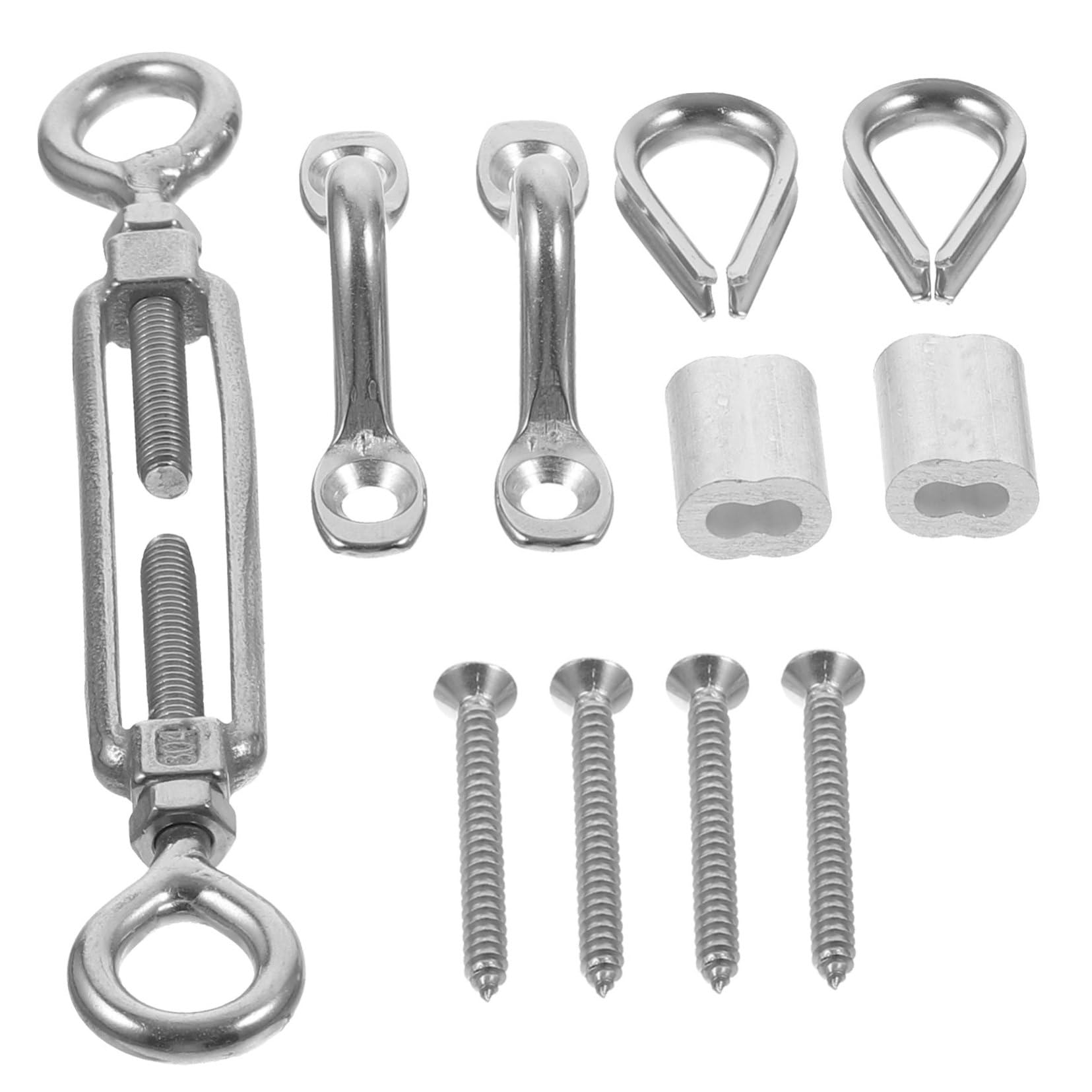 MUCKLILY Wire Rope Accessories Eye and Eye Turnbuckles for Tensioning Cable Turnbuckle Strainer Hook Rope Tension Part Eye Turnbuckle Wire Tensioner Turnbuckle Hook Silver Stainless Steel
