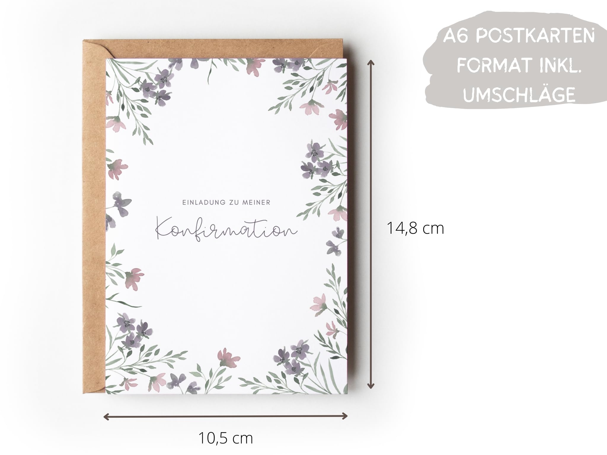 Biglietti Invito Battesimo E Comunione - Set 6 Con Buste E Adesivi Motivo Eucalipto