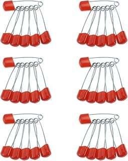 60 Count Plastic Safety Pins 1.57 Inch Plastic Head Stainless Steel Diaper Pins for