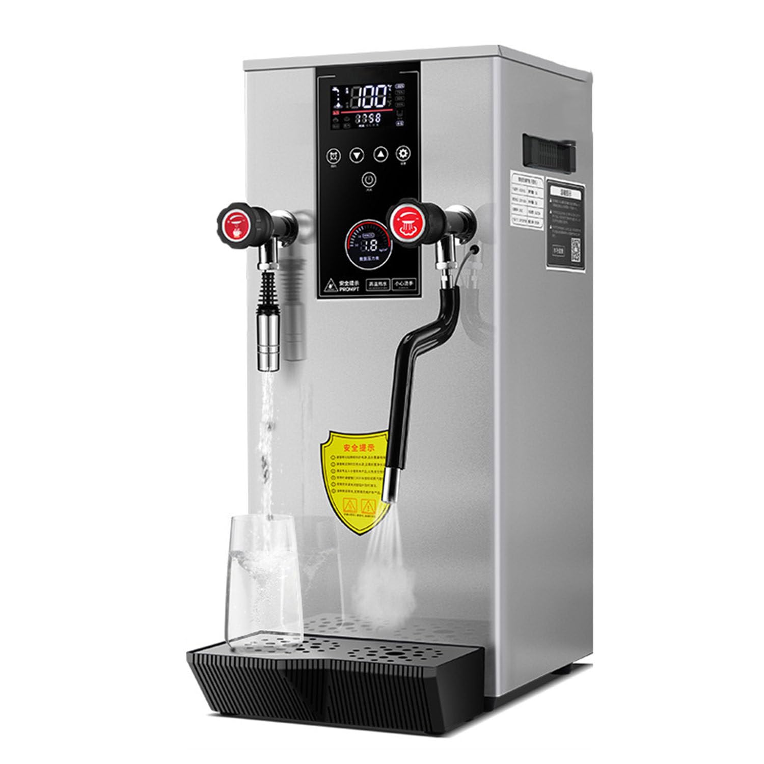 Montalatte Multifunzione Commerciale 12 Litri,Montalatte Elettrico con Display LED caffè Espresso,Montalatte Vapore Bollente Completamente Automatico,silver-220V