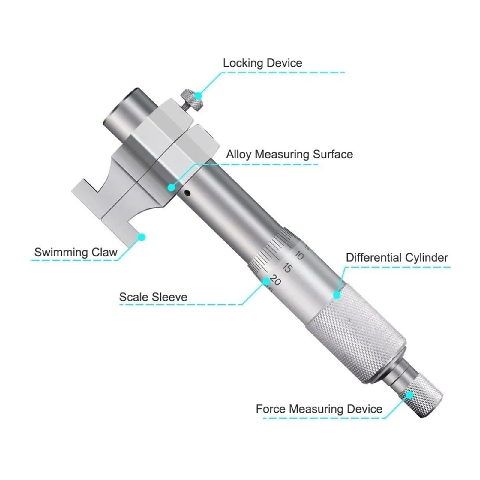 Medidor de medición micrométrico para medir diámetros interiores, calibrador digital interior, medición de profundidad, calibre de taladro, herramienta de medición de precisión (25-50 mm)
