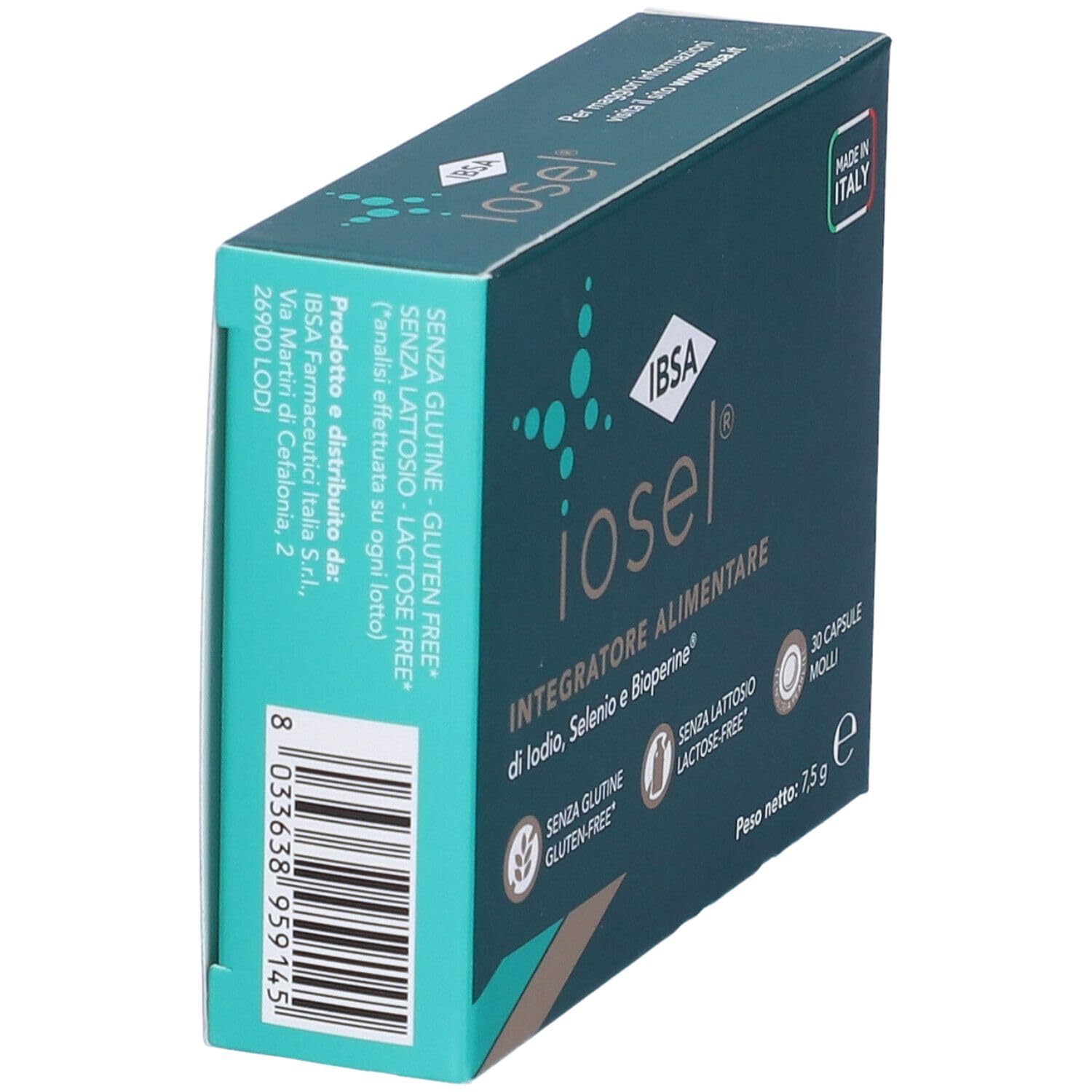 Ibsa Farmaceutici IOSEL Integratore Alimentare, DUE CONFEZIONI DA 30 Capsule Molli, (BIPACK) color Standard - Con Omaggio Portachiavi Lumacare Cosmetics