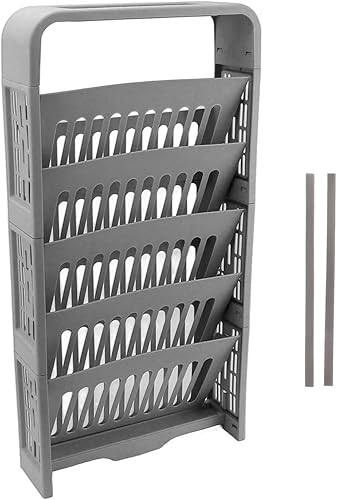 Miniatura 9 de Estantería movible, estante para libros de 5 niveles, gran capacidad, compacto, resistente, estantería de almacenamiento multifuncional con caja de