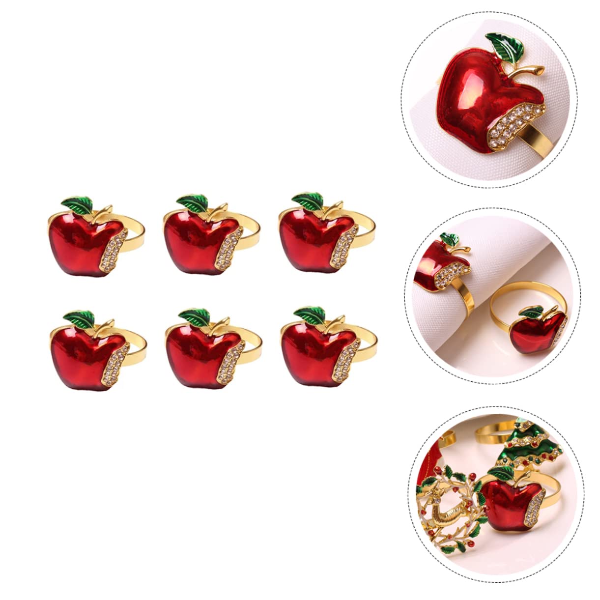 MAGICLULU 3 Ensembles Ronds De Serviette De Noël Panier Rond De Serviette De Fruits Support Doré Bonbons Dorés Ronds De Serviette De Table Pomme Pot Unique 6 pièces * 3
