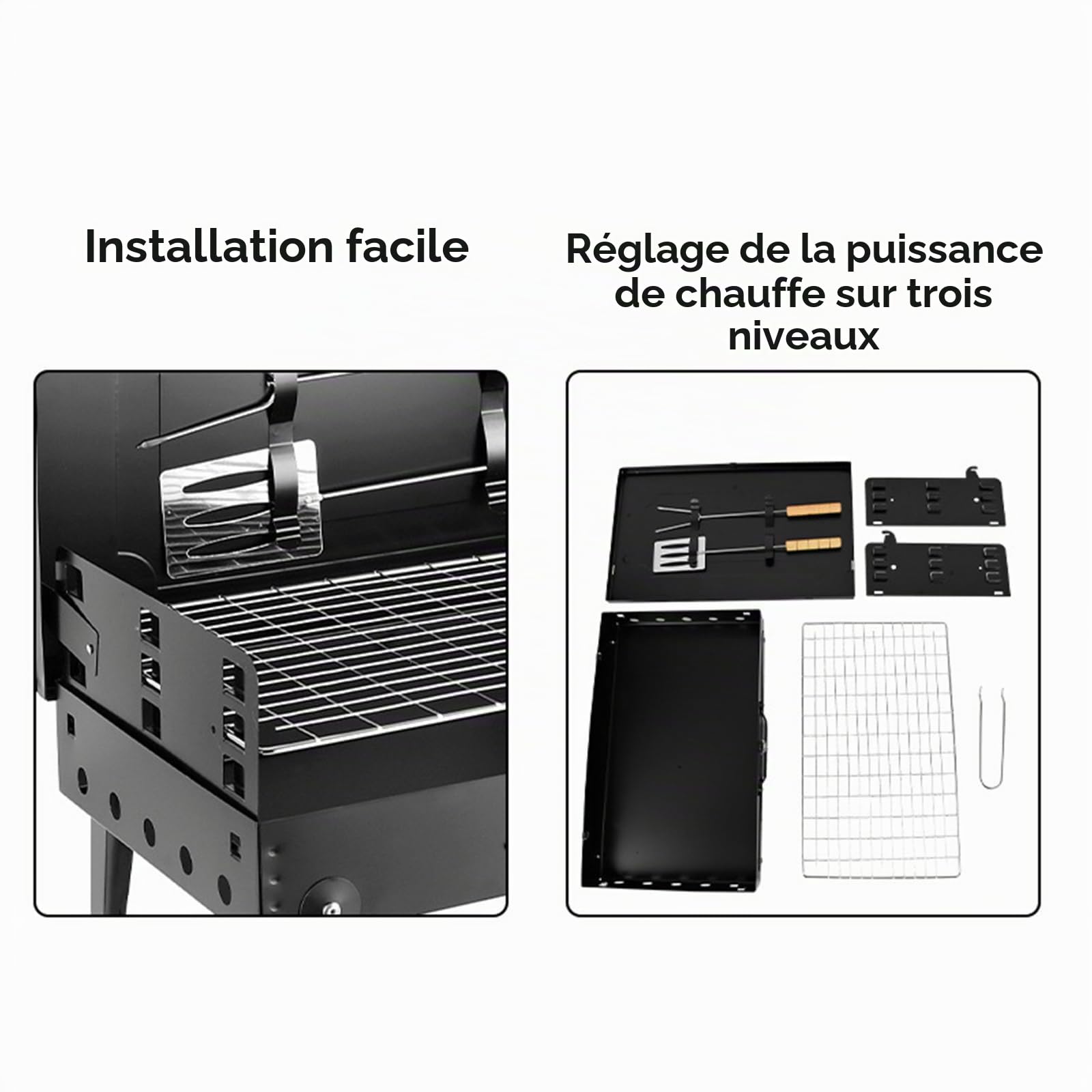 Barbecue à charbon pliable au format valise, petit barbecue de table portable avec grille et accessoires, barbecue compact en acier inoxydable pour la maison, le camping et les pique-niques