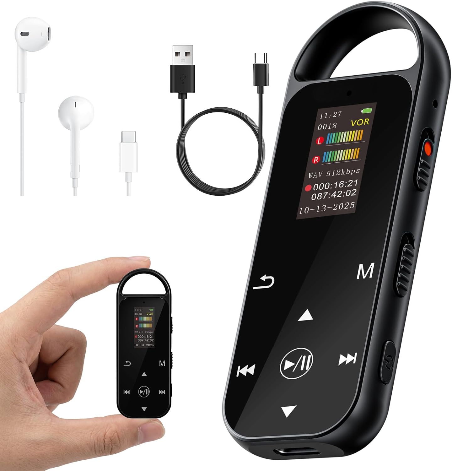 64GB Digital Voice Recorder with Playback,Portable Audio Recording Device for Lectures,Meetings,Interviews,Voice Activated Recorder with Noise Reduction,A-B Repeat,Touch Button & Password Protection