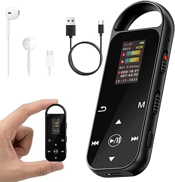 64GB Digital Voice Recorder with Playback,Portable Audio Recording Device for Lectures,Meetings,Interviews,Voice Activated Recorder with Noise Reduction,A-B Repeat,Touch Button & Password Protection