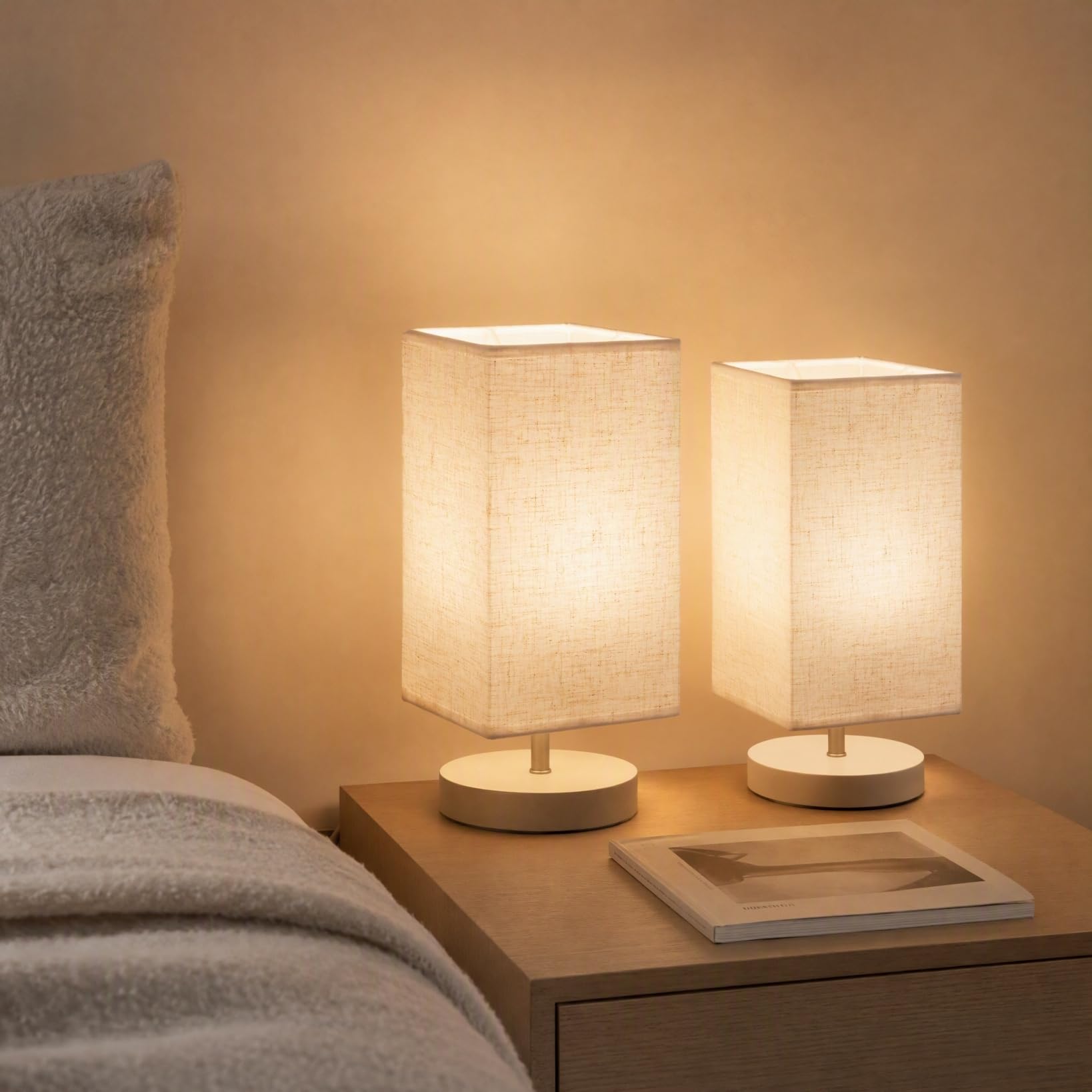 2 piezas de pantalla de lámpara de lino rectangular desmontable cubierta de lámpara de repuesto para lámparas de mesa y apliques de pared difusores de luz para el hogar y la oficina